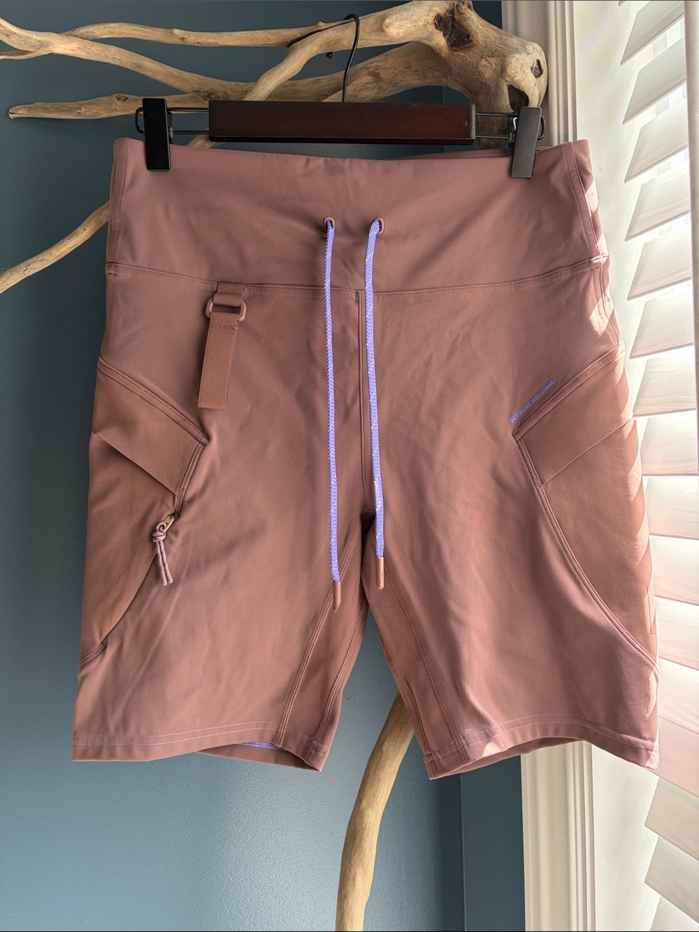 lululemon burgundy cargo biker Shorts